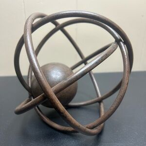 folding orb / armillary sphere - brown metal 8" home office decor
